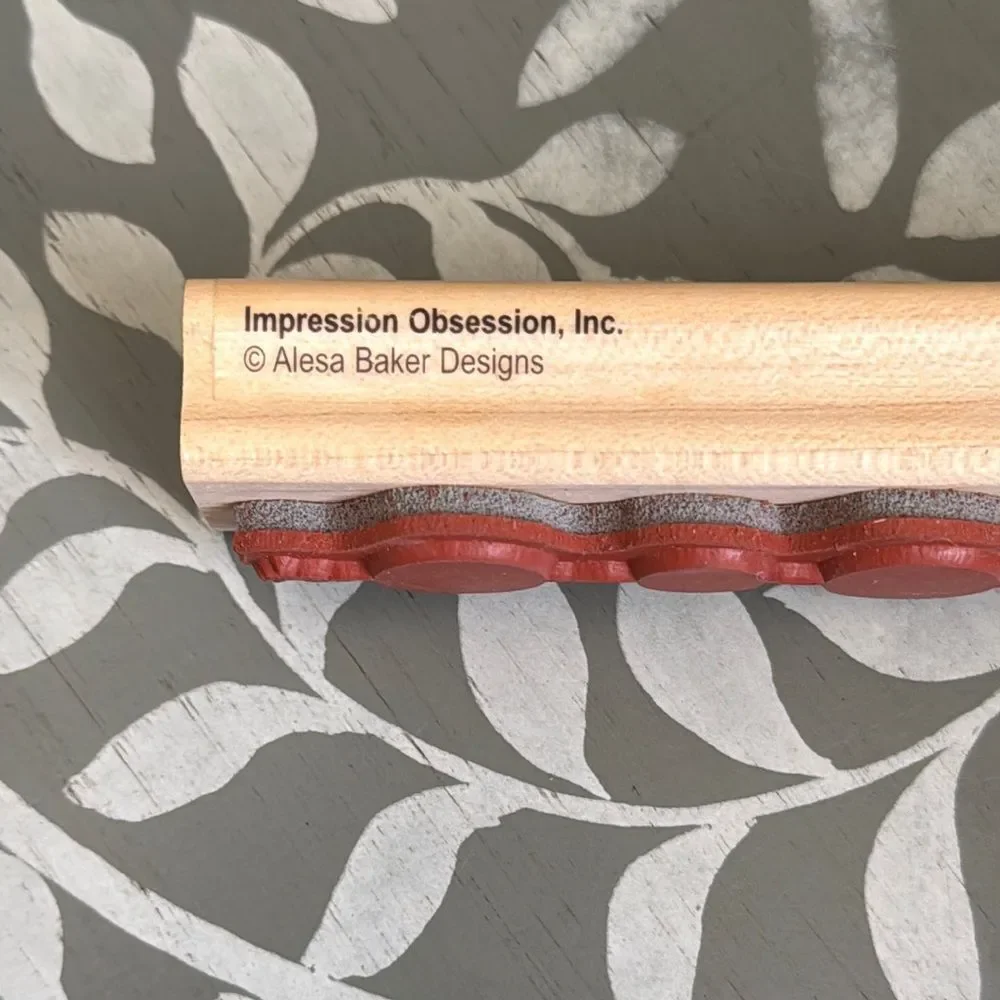 Wooden Stamp with Black Circle Design